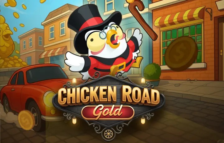 Chicken Road Gold online game logo by InOut on winrollaa.es